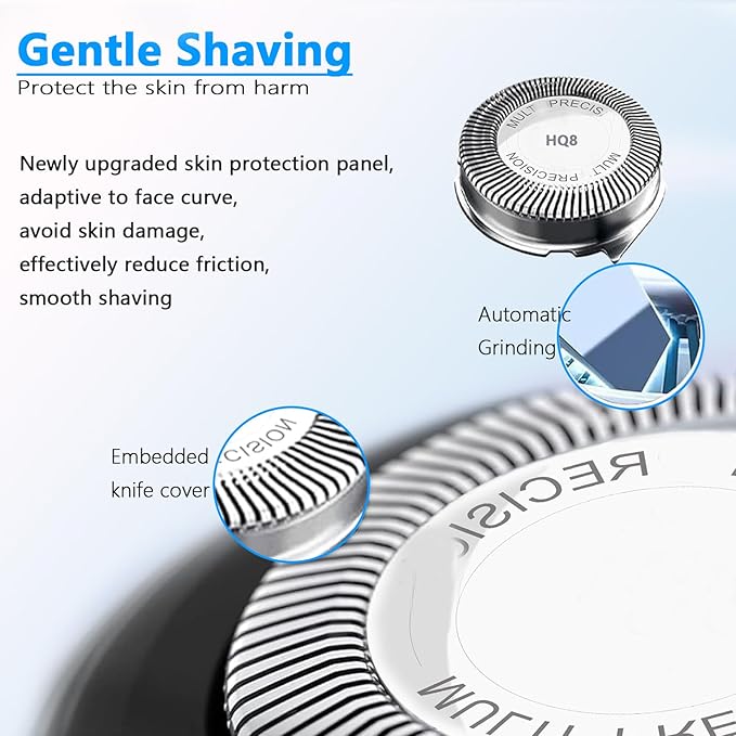 HQ8 Replacement Heads For Philips Norelco Aquatec Replacement Heads For Shavers Razor HQ8505 Replacement Blades For PT720 AT810 AT815 PT730 AT880 At830, Upgraded HQ8 Blades[6 Pack]
