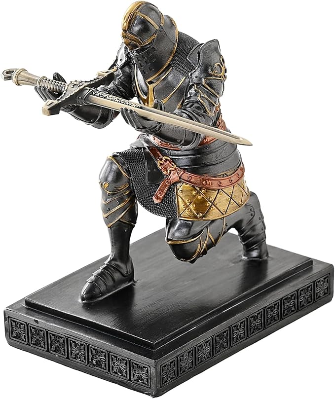 King's Guard Knight Pen Holder Pen Stand Desk Organizers and Accessories Resin Pencil Holder as Gift with a Nice Letter Opener for Office and Home Desk Organizer (Iron)