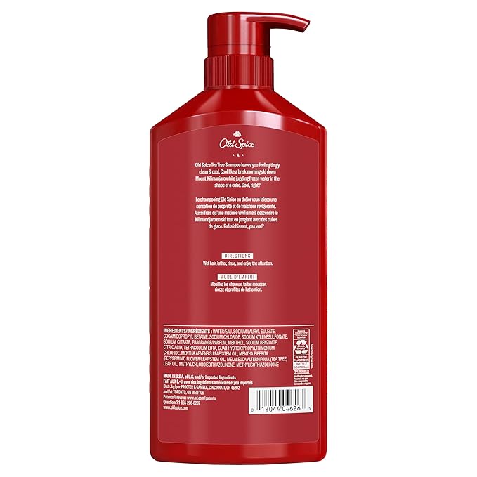 Old Spice Tea Tree Shampoo for Men, Healthier, Fuller, More Moisturized Looking Hair, 21.9 Fl Oz Each, Twin Pack