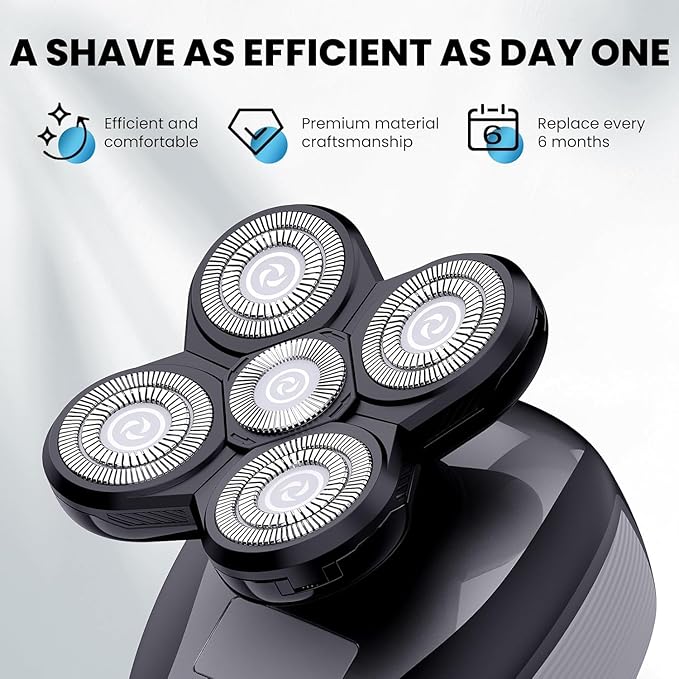 2Pcs Shaver Replacement Blades Refills Compatible with Freebird Head Shaver,Head and Face Electric Razor Shaver Head with 2 Cleaning Brush for Men Gift