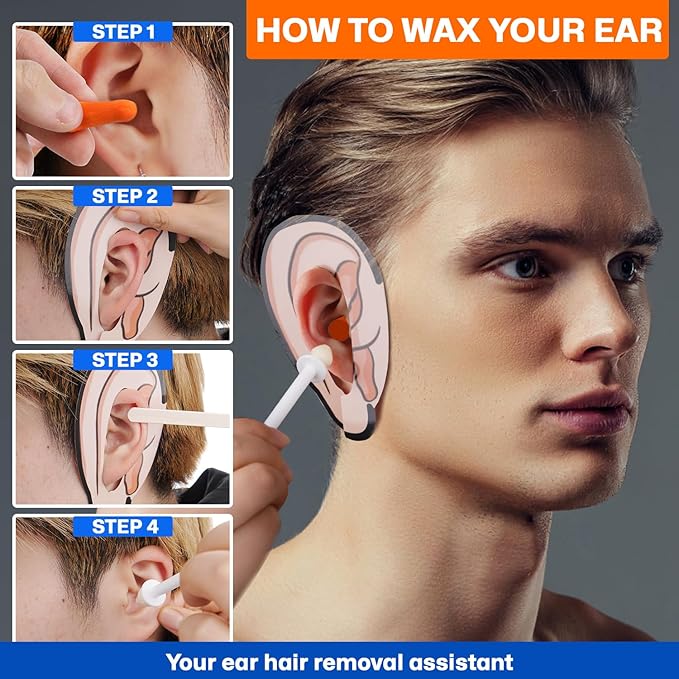2-in-1 Ear & Nose Waxing Kit for Men & Women | 100g Hair Removal Wax + 99pc | 20 Applicators, 10 Nasal Sticks, 15 Wipes & 20 Earplugs | No Microwave Needed | Nose Wax Kit, Ear Hair Remover