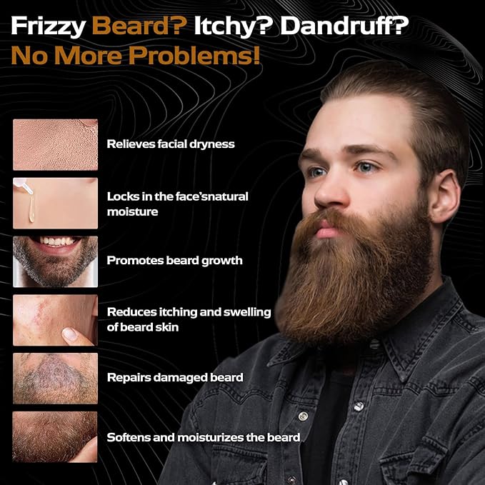 2X Biotin Beard Growth Oil for Men - Natural Organic Leave-in Conditioner & Softener - Mustache & Facial Hair Thickener, Moisturizer & Strengthener - Anti Itch & Dandruff Serum, 2 fl.Oz (Sanda)