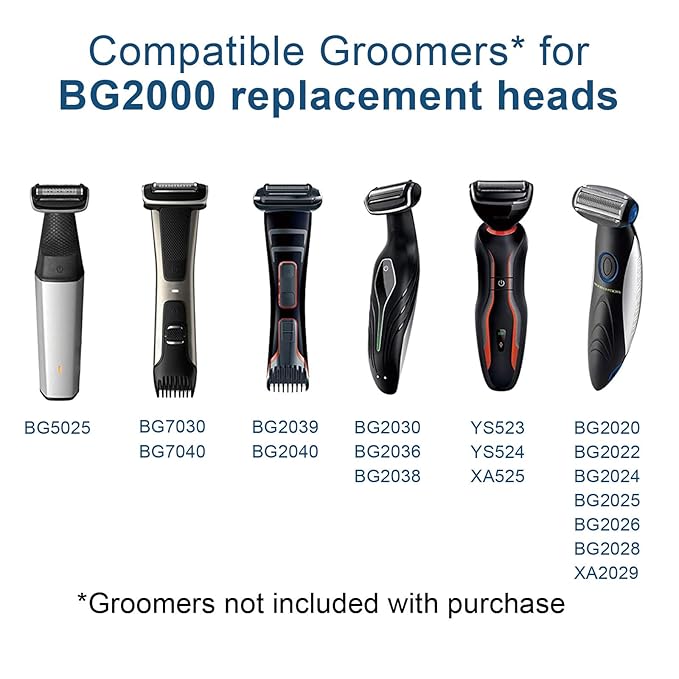 BG5000 Replacement Heads for Philips Norelco Bodygroom Trimmer Foil, Compatible With Philips Norelco BG2000 Replacement Heads, Baldes for BG2000/40 Shaver, 3 Pack