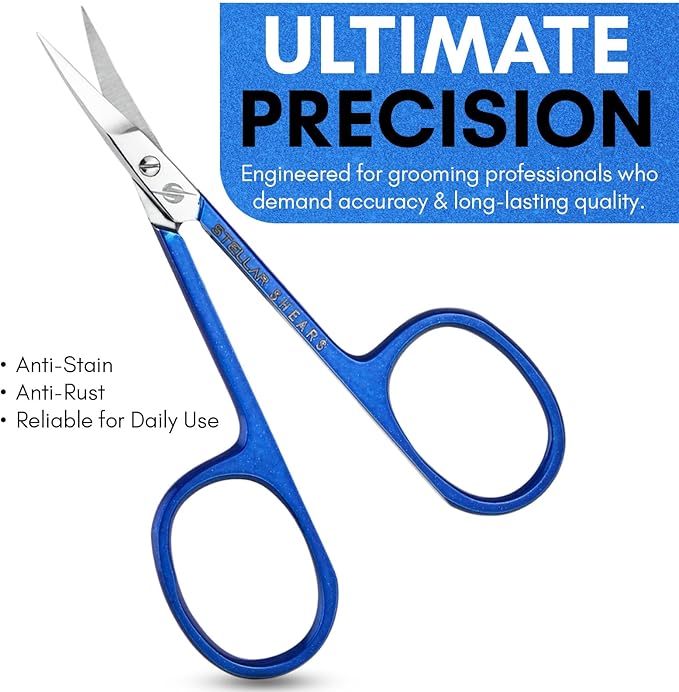 Cuticle Scissor Extra Fine Curved Blade – Precision Stainless Steel Manicure & Pedicure Scissors for Eyebrow, Eyelash, Beard & Dry Skin – Professional Small Nail Scissors (Blue)