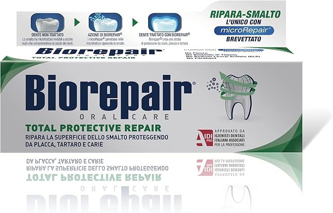 Biorepair:"Total Protective Repair" Toothpaste with microRepair * 2.5 Fluid Ounce (75ml) Tube * [ Italian Import ]