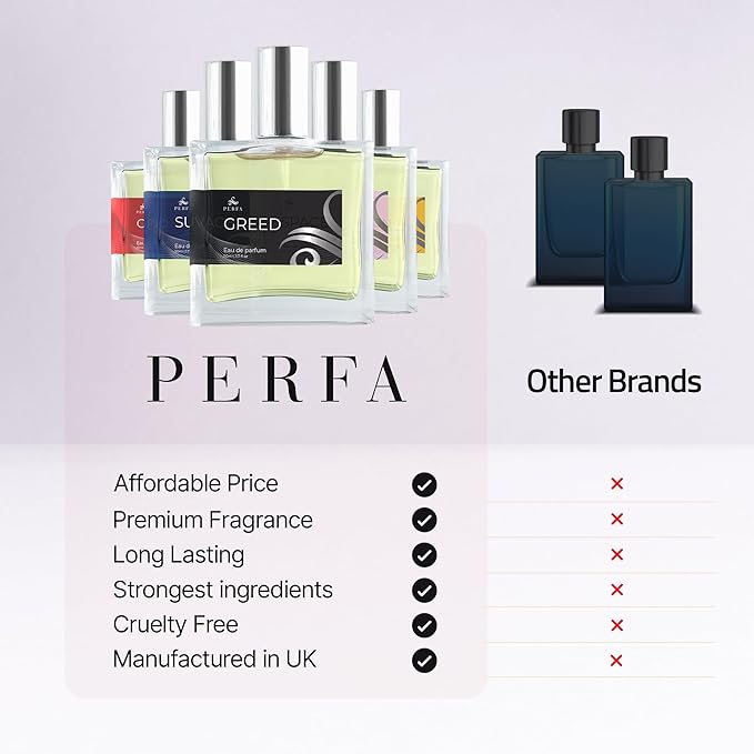 Perfa Greed Cologne for Men | Affordable Men's Perfume | 12 Hour Lasting Luxury Perfumes for Men | Gift-Ready Men's Cologne | Original Fragrances