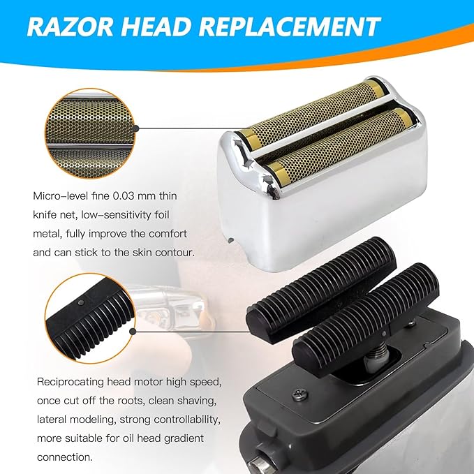New DEARCOOL Electric Men Shaver Replacement Foil & Cutters Suitable for BaBylis-PRO Metal-FX FXRF2 Foil Shaver