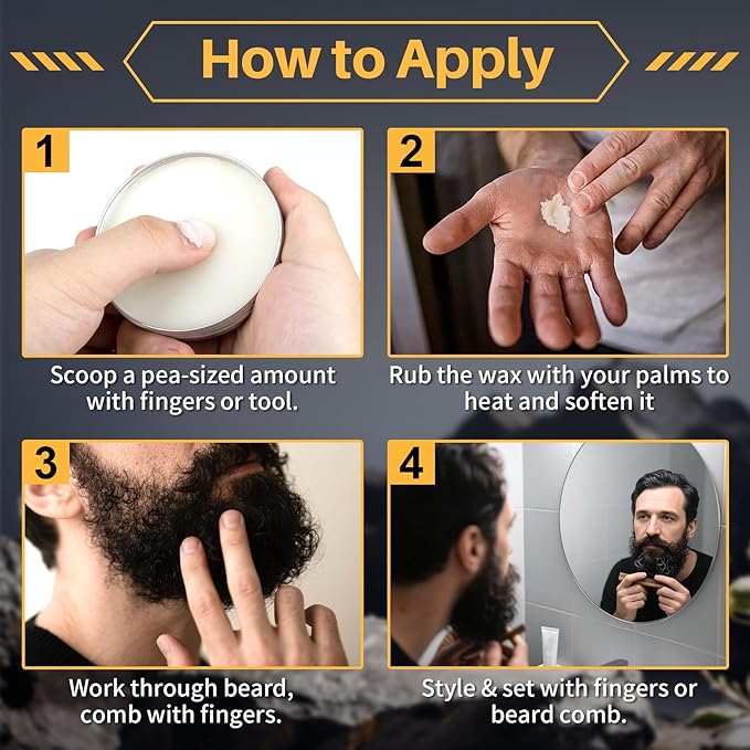 1oz Mustache Wax For Men - Unscented Strong Hold Moustache Beard Wax Styling Paste Thickener Grooming Balm Cera Para Barba De Hombre Moisturizer Men'S Beard &Mustache Care Product With Shea Oil