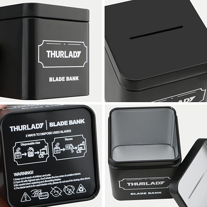 Razor Blade Disposal Container, Matte Black, Large Capacity, Holds Over 500 Blades, Safe & Recyclable