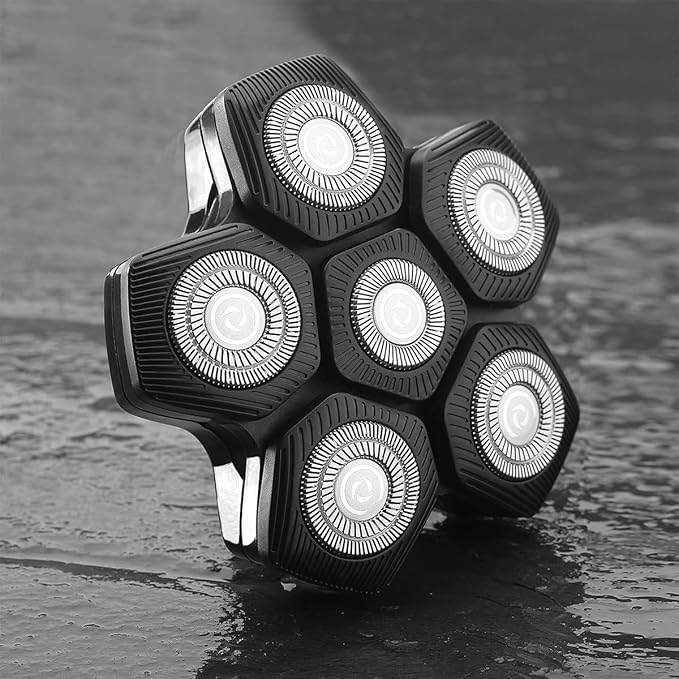 WAHFOX 6 Magnetic Blades for Head Shaver Replacement Blades (Magnetic Interface Unique) Head Shaver Replacement Heads
