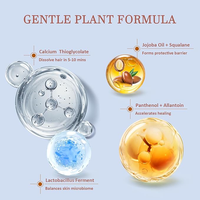 Facial Hair Removal Cream for Women Face, Painless Facial Depilatory Cream, Unwanted Chin Lip Hair Remover, Sensitive Skin Hair Removal At Home, Travel Size - 1.69fl.oz