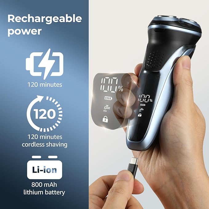 Rechargeable Electric Razor for Men: IPX7 Waterproof Shaver - 1.5H Fast Charge, 4D Flex Precision Blades with Pop-Up Trimmer - Gentle on Sensitive Skin, Travel-Friendly，Valentine's Day Gifts