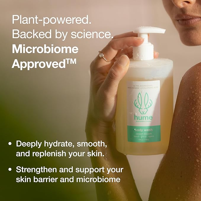 HUME SUPERNATURAL Ultra Nourishing Body Wash, Desert Bloom, 16 fl oz - Cleanse, nourish and replenish skin with Niacinamide, Hyaluronic Acid, and Prebiotics. Free from Sulfates, Parabens, Phthalates
