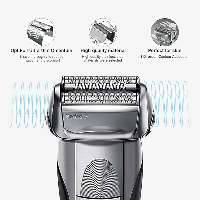 3Pack 70S Series 7 Replacement Head for Braun Series 7 Foil Shaver Replacement Heads Compatible Braun Series 7 Replacement Compatible with Series 7 Shavers 70s 720,750CC, 760CC,790CC,9565
