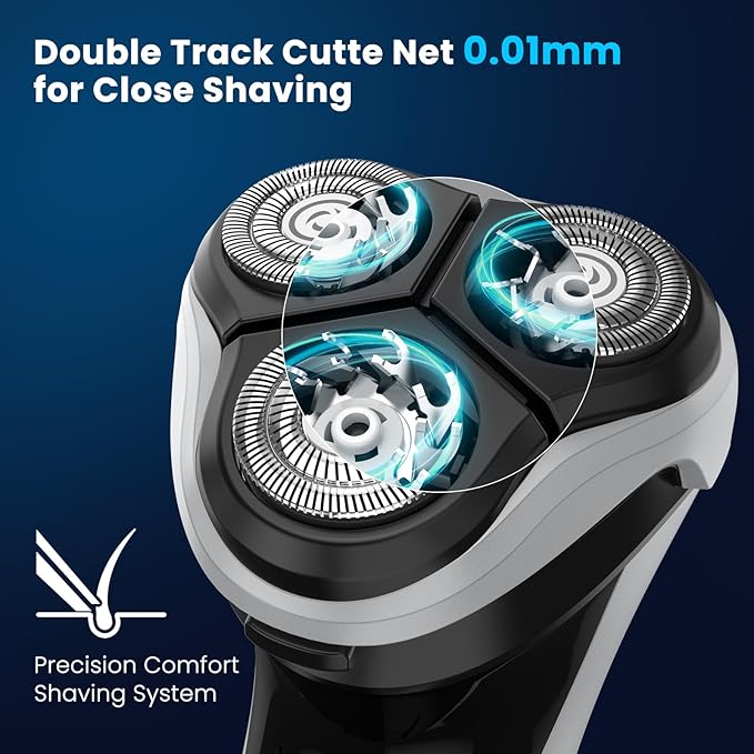 SweetLF Electric Razor for Men, 120 Min Shaving, (1H Charging),100% Waterproof, Wet & Dry Rotary Electric Shaver with Pop-up Trimmer,Type-C Rechargeable Cordless Shavers for Men