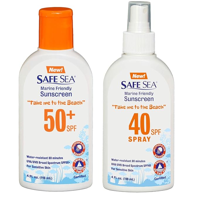 Safe Sea Anti-Jellyfish Sting Protective Lotion - Sunscreen - Sunblock - Sea Lice - Jelly Fish - 50SPF Adults (SPF50 + SPF40)