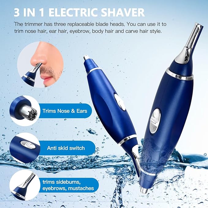 USonline911 3 in 1 Mens Eyebrow Hair Trimmer Kit Electric Hair Clipper Ear Beard Nose Trimmer Stainless Steel Blades