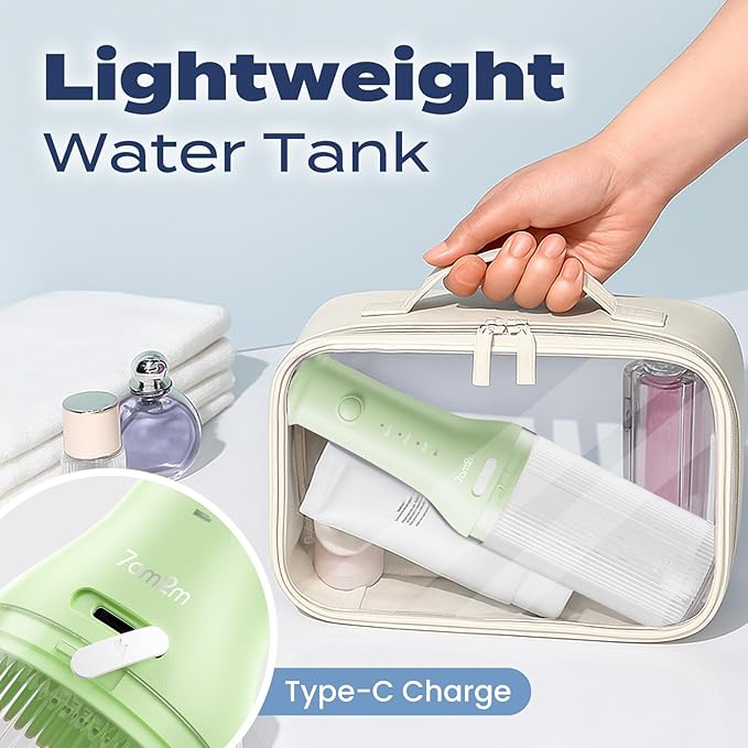 7AM2M Portable Water Flosser Cordless, Dental Water Flosser for Travel and Home Use (Light Green)