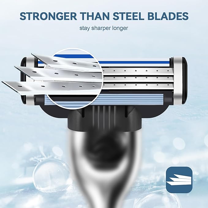 Razor Refills for Men, 24 Count Razor Blade Refills for Mach 3, Precision Shaving Blades with Dual Lubrication, Value Pack