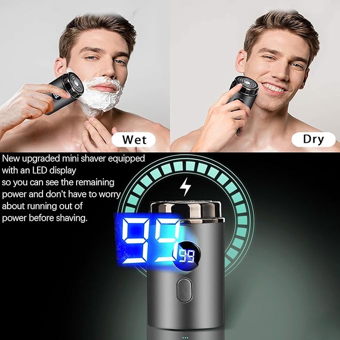 Mini Portable Electric Shaver, 2025 New Upgrade Electric Shavers for Men, USB Rechargeable Waterproof Mini Shaver, Pocket Size Powerful Electrics Razor for Travel Office Business Trip (Gray)