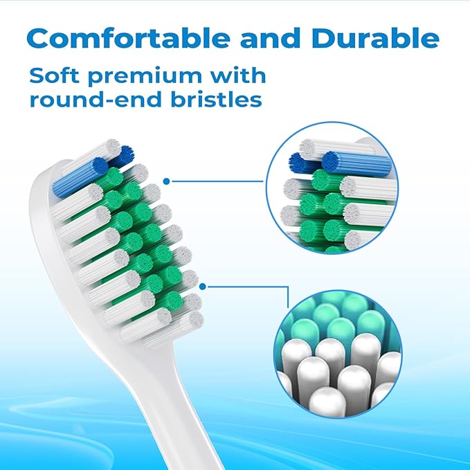 Replacement Toothbrush Heads for Philips Sonicare, Electric Toothbrush Head C1 Compatible with 1100/4100/5100/5300/6100/7500/9300 and More Click-on Handles, 12 Pack