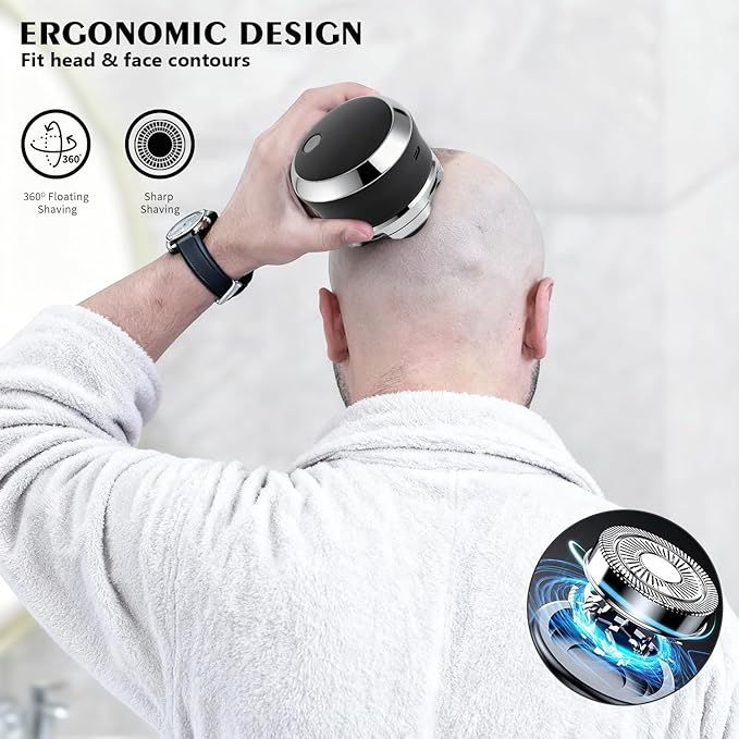 Head Shavers for Bald Men, Electric Shavers Razor, Rechargeable Bald Head Razor, 360°Close Shave for Men, 5D Magnetic Bald Head shavers Waterproof Mens Head Shaver for Wet/Dry Use (Silver)