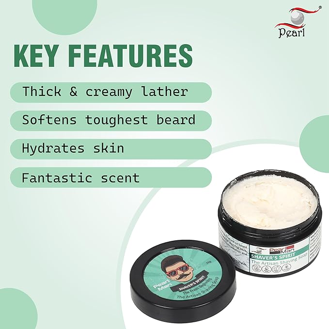 Pearl Shaving The Artisan Shaving Soap Shavers Spirit- Shave Soap for Men Smoothest Wet Shave Creates Perfect Lather -Moisturizes and Protects Skin