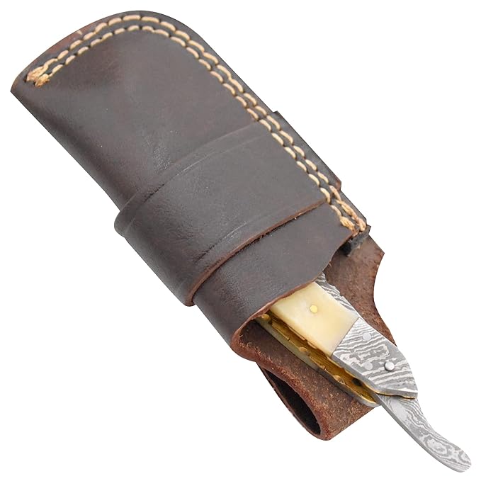 Straight Razor | Straight Edge-Razor Sharp High Hardness Real Damascus Steel Cutthroat Straight Edge-Blade | Barber Razor (332)