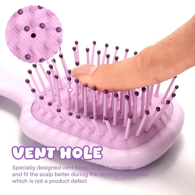 Mini Hair Bursh for Women and Girls, Protable Travel Size Hair Brush for Pockets Purses, Mini Detangler Brush for All Hair Types, Small Paddle Brush for Detangling(Purple)
