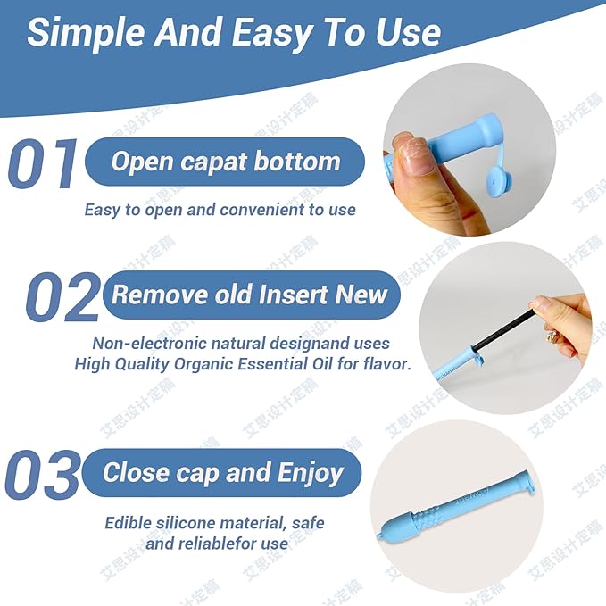 4-Pack Essentials Oil Aromatherapy Sticks, Fresh Breath Oral Fixation Aid, Calming Chewable Alternative for Smoke & Pen Biting Habits for Valentine's Day gifts