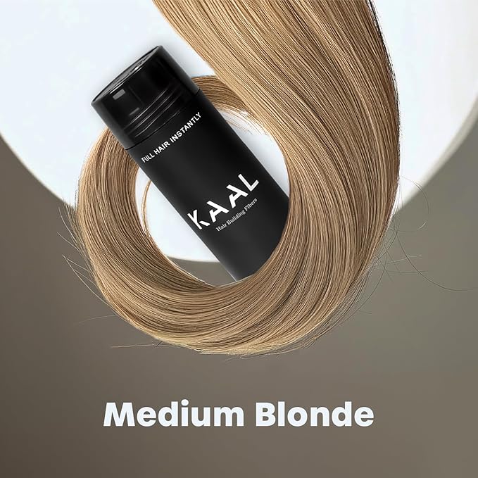 KAAL Hair Fiber | Medium Blonde Refillable Hair Powder (27.5g) - Conceal Thinning Areas for Men and Women, Instantly Effective Hair Filler Fibers