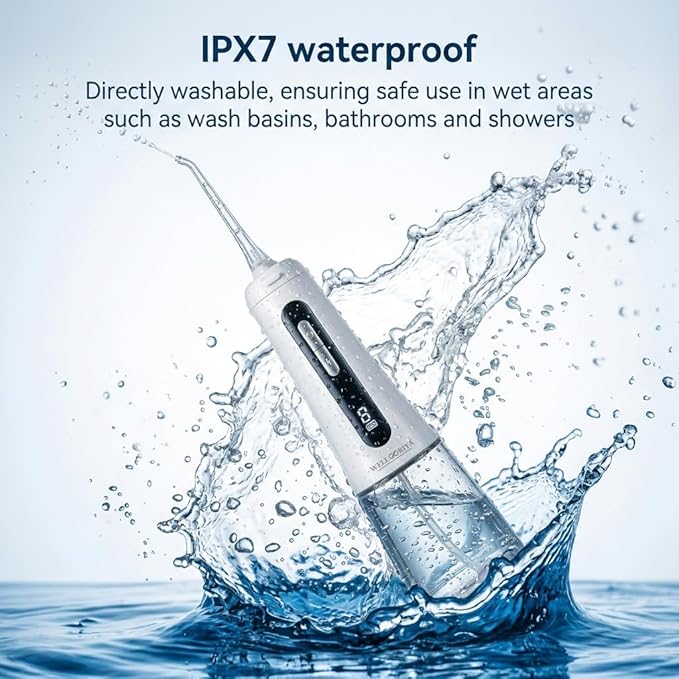 Cordless Water Dental Flosser – Power Dental Flosser for Teeth & Gums, 9 Pressure Levels, 300mL Tank, USB-C Rechargeable Oral Irrigator, IPX7 Waterproof for Braces & Travel – Wellooriya (White)