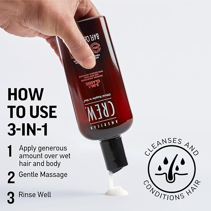 American Crew Shampoo, Conditioner & Body Wash for Men, 3-in-1, 15.2 Fl Oz