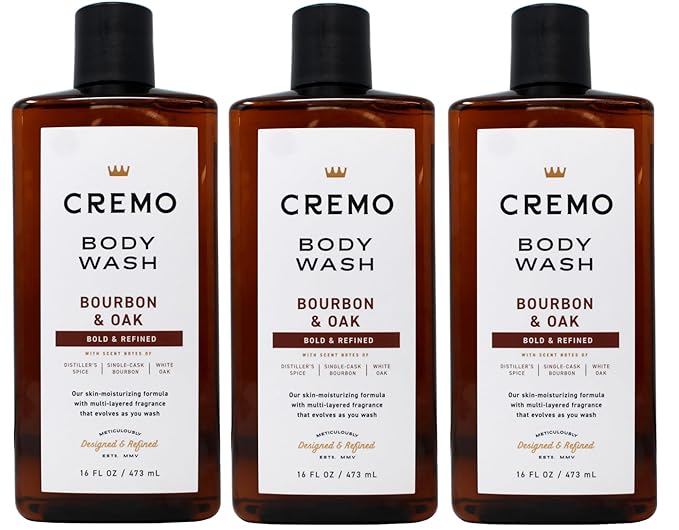 Cremo Body Wash, Bourbon & Oak, 16 Ounce (Pack of 3)