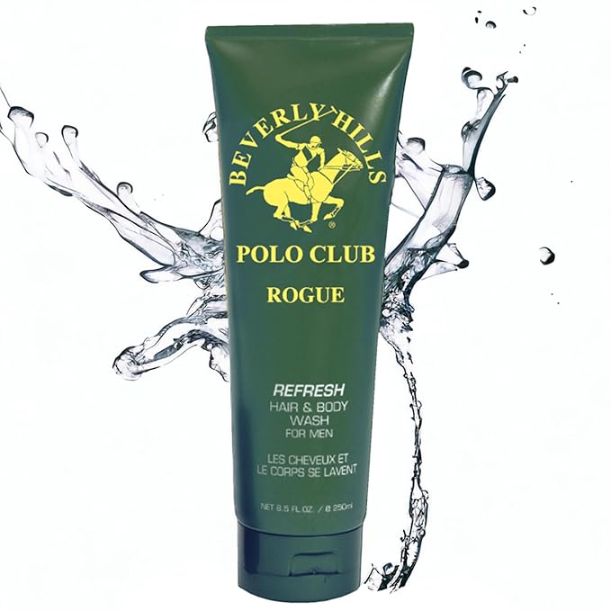 Beverly Hills Polo Club Men's Hair & Body Wash | Rogue Scent | Luxury 2-in-1 Cleansing Gel for Lasting Freshness | Premium Shower Experience 8.5 oz