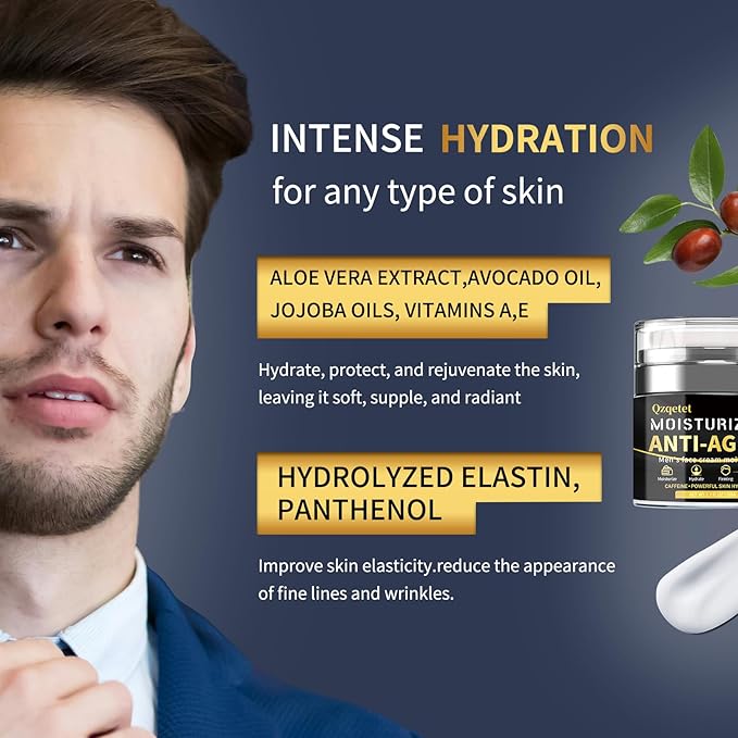 Men's Face Cream Anti Aging Face Moisturizer Cream Mens Face Lotion with Collagen, Retinol and Hyaluronic Acid Facial Men's Skin Care - Day & Night - 1.7 OZ