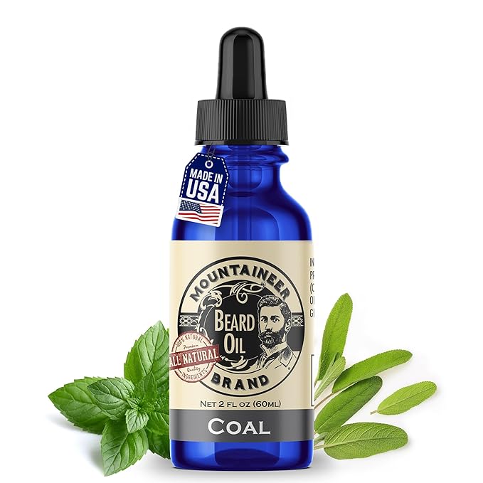 Mountaineer Brand Natural Beard Oil with Coal Scent | Made in West Virgina | Hydrates, Moisturises, Softens & Conditions for Beard Growth | Treats Dry Itchy Beards for Men | 2oz