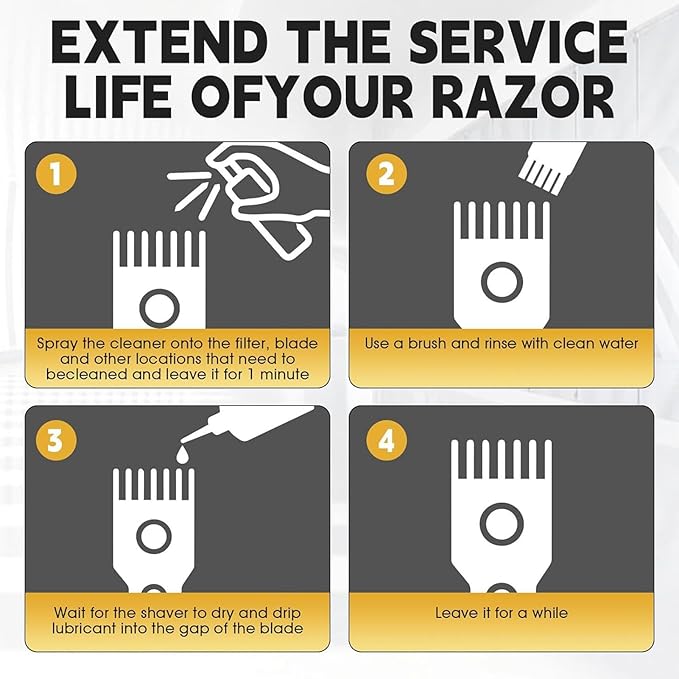 Electric Shaver Cleaner - 120ml Washing Care Spray with Brush | Professional Trimmer Lubricant for Home Barbers, Bathroom Hygiene, Shower, Apartment, Daily Grooming Blade Maintenance