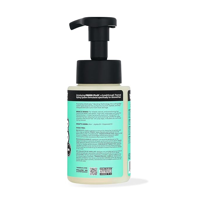 The Doux GANGSTER WRAP Foaming Wrap Lotion for Curly Hair – Heatless Curls & Anti-Frizz Styling Mousse – Curl Cream for Blowouts, Roller Sets, Pixie Cuts & Hair Wraps with Heat Protection