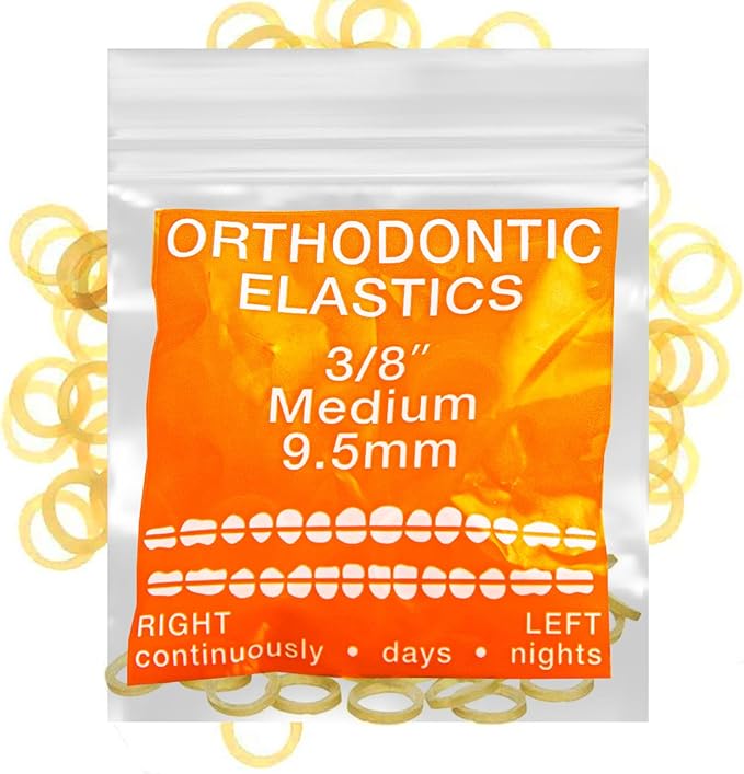 Amber Latex 100 counts, Intraoral Elastic Bands Orthodontic Elastics Dental Rubber Bands Made in US Medium 3/8'', Amber Latex