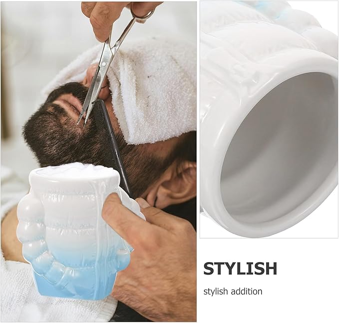 Zerodeko Ceramic Shaving Soap Bowl for Men Blue Household Shave Cup with Fast Lathering Sturdy Shaving Mug Suitable for Daily Grooming