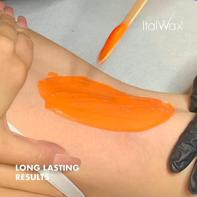 Italwax Top Line Coral Hard Wax 1.65lb (750g) – Creamy Intense Orange Texture with Strong Grip, Ideal for Bikini & Coarse Hair, Smooth Application for Sensitive Skin – Made in Italy