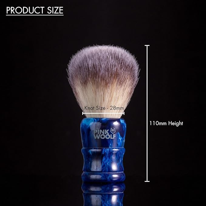 Synthetic Shaving Brush for Men | 28mm Knot | Handcrafted Gloss Resin Handle | Create Monster Lather for Daily Wet Shave with Razor and Cream | Blue Monster Shaving Brush