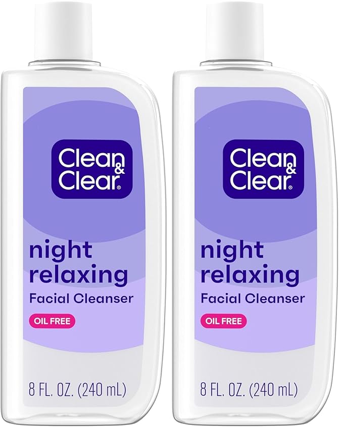 Clean & Clear Night Relaxing Deep Cleaning Face Wash, 8 Fluid Ounce (Packaging May Vary) (Pack of 2)
