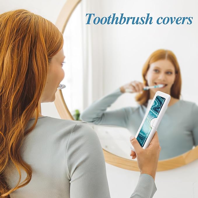 Toothbrush Travel Case - Colorful Pattern, Holder and Covers for Toothbrushes, Includes Tongue Scraper Case