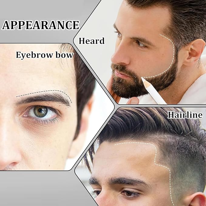 Professional Beard Shaper & Grooming Tool - Pencil Filler for Styling, Edging and Tracing (White)