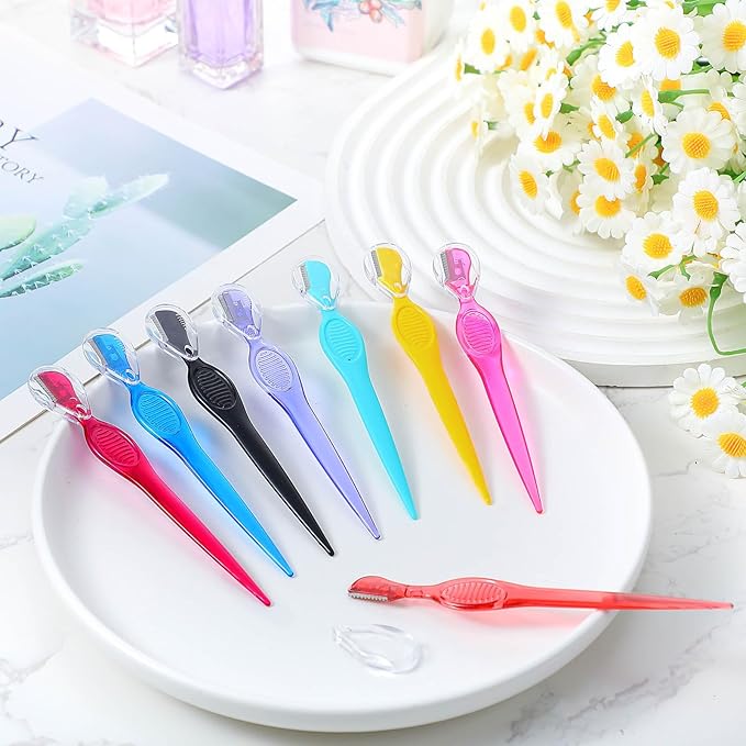 Mudder 28 Pcs Eyebrow Razor Knife Shaver Trimmer Shaver Multipurpose Exfoliating Tool Facial Hair Removal for Women Valentine Gift Giving (Color Mixing)