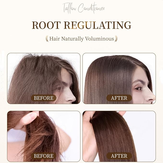 Tallow Shampoo and Conditioner Set, Natural Tallow Hair Care Kit for All Hair Types, Deeply Cleanse & Moisturize Control Oil Smooth Frizz Strengthen Hair, Add Shine & Softness, Nourish Scalp & Hair