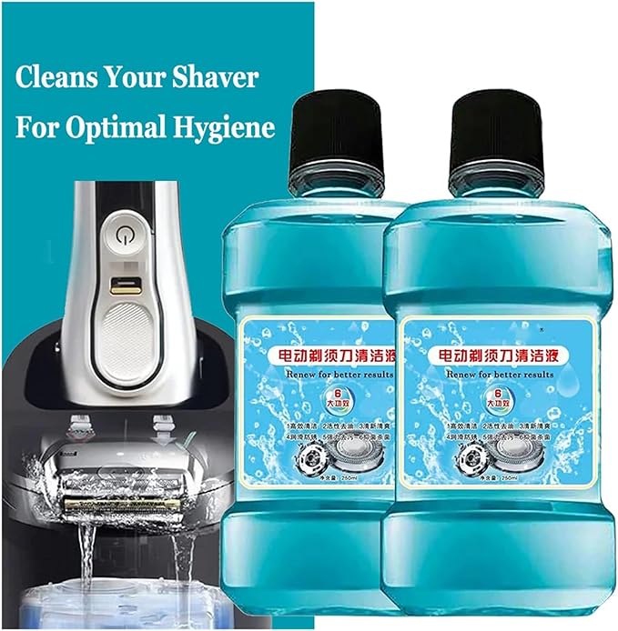 250ML Electric Shaver Cleaning Liquid Compatible with Philips HQ200 JC301 JC302,Compatible with Braun CCR4 Change Cleaning Solution (2 Bottles)