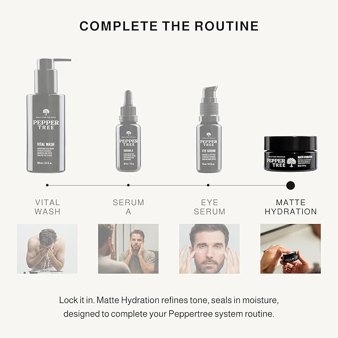 Peppertree Men's Matte Hydration Face Moisturizer - Hydrating Face Cream for Sensitive, Normal & Dry Skin - Facial Moisturizer with Hyaluronic Acid, Aloe, Jojoba for Nourishing & Gentle Skin Care